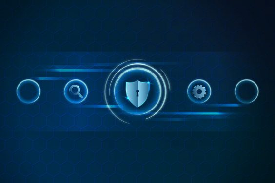Futuristic lock shield protection vector